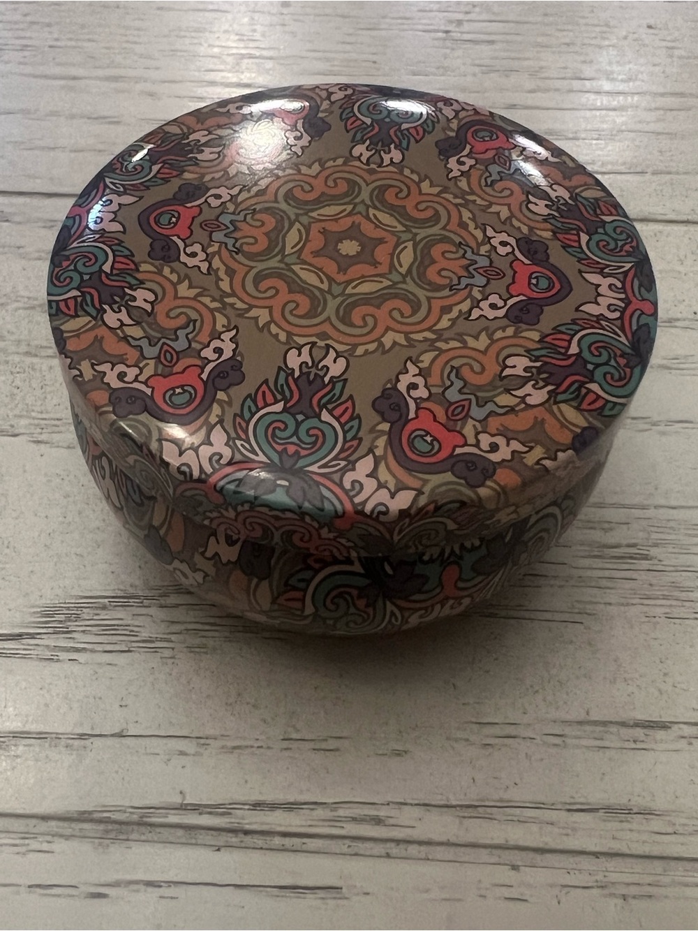 Bergamot Soy Wax Candle Decorative Paisley Floral Tin w/ Lid 2.5 oz New